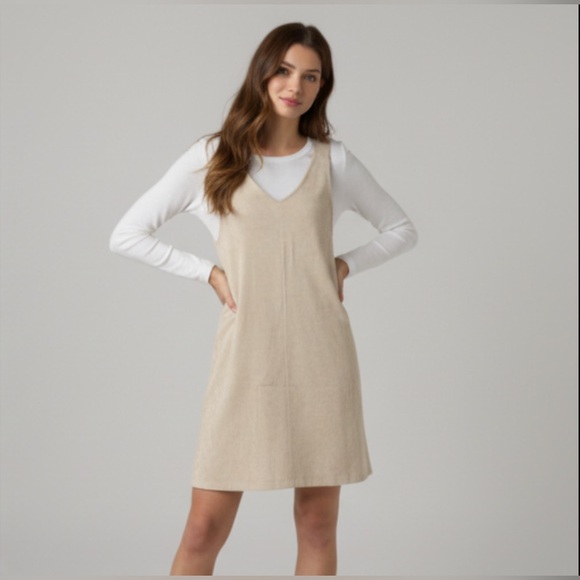 Corduroy Solid Overall Dress Without Sweater - Picture 3 of 13